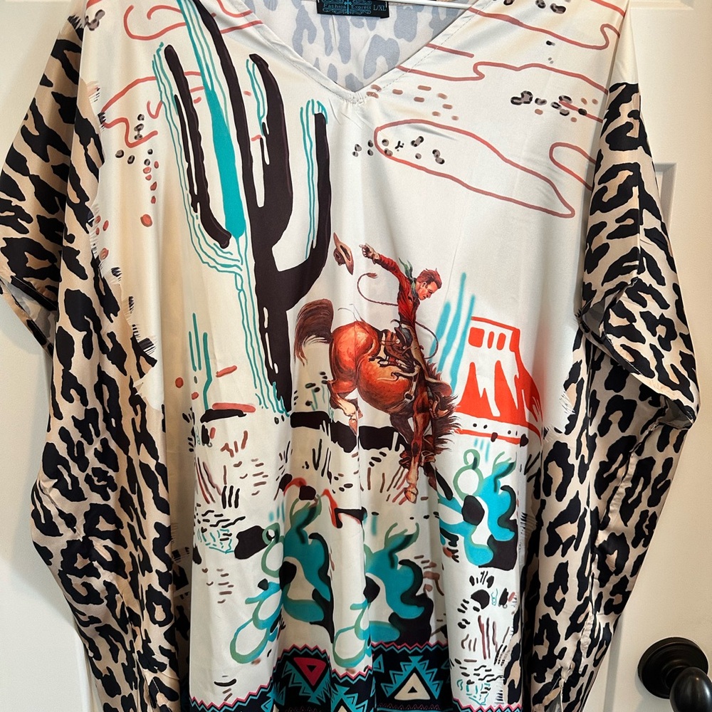 Western Graphic Poncho Top